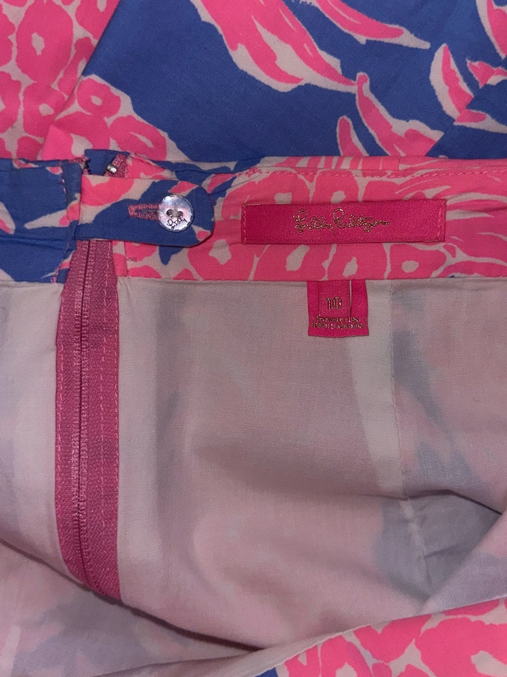 Lilly Pulitzer Izzy Skirt in Blue Haven Little Flamenco Pineapple Print Size 10 - Picture 7 of 9